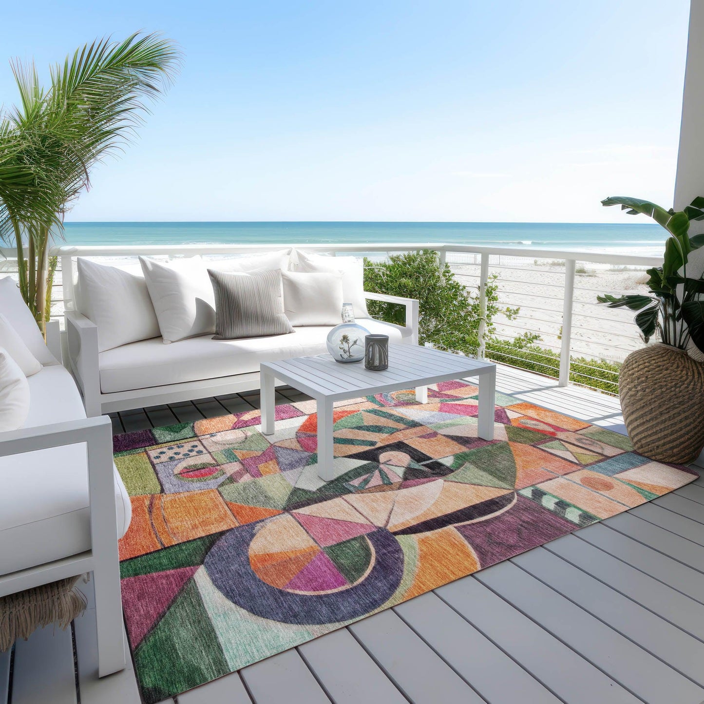 Jaelius Orange Washable Indoor-Outdoor Rug