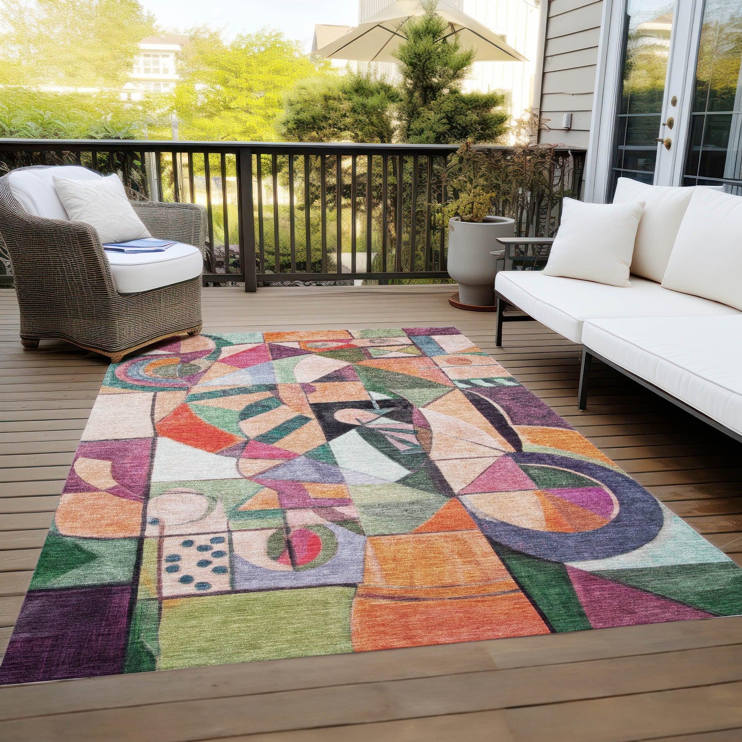 Jaelius Orange Washable Indoor-Outdoor Rug