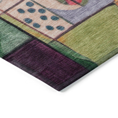 Jaelius Orange Washable Indoor-Outdoor Rug