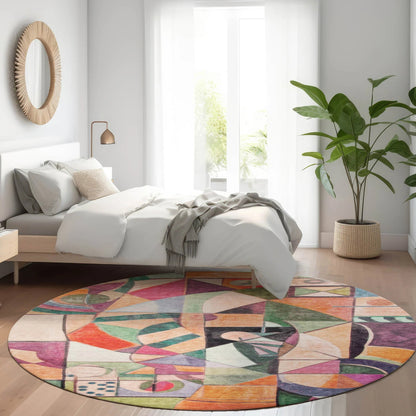 Jaelius Orange Washable Indoor-Outdoor Rug