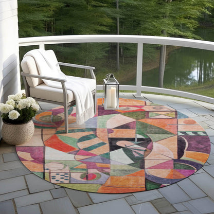 Jaelius Orange Washable Indoor-Outdoor Rug