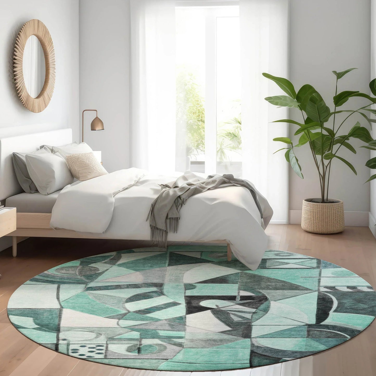 Jaelius Teal Washable Indoor-Outdoor Rug