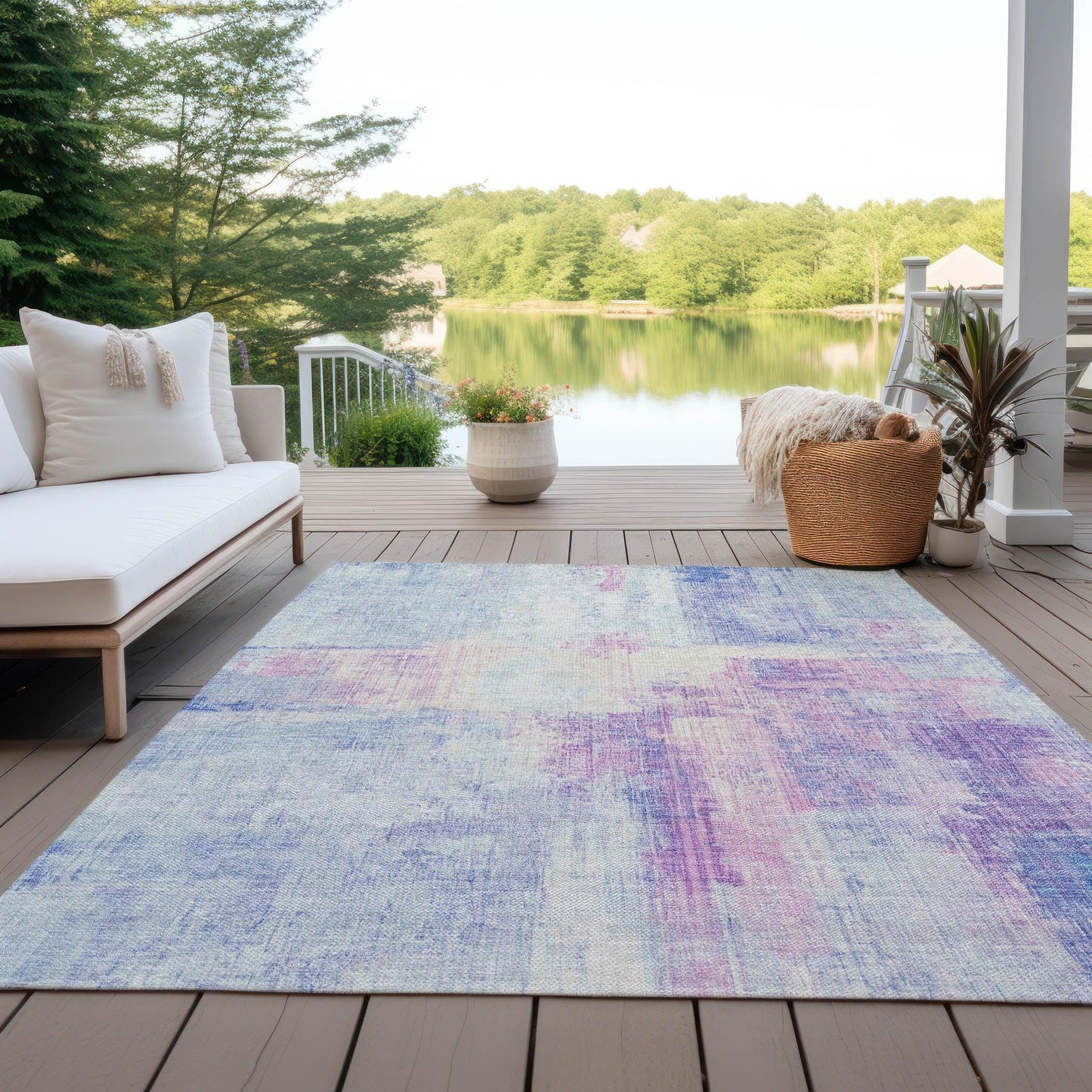 Jaelor Blue Washable Indoor-Outdoor Rug