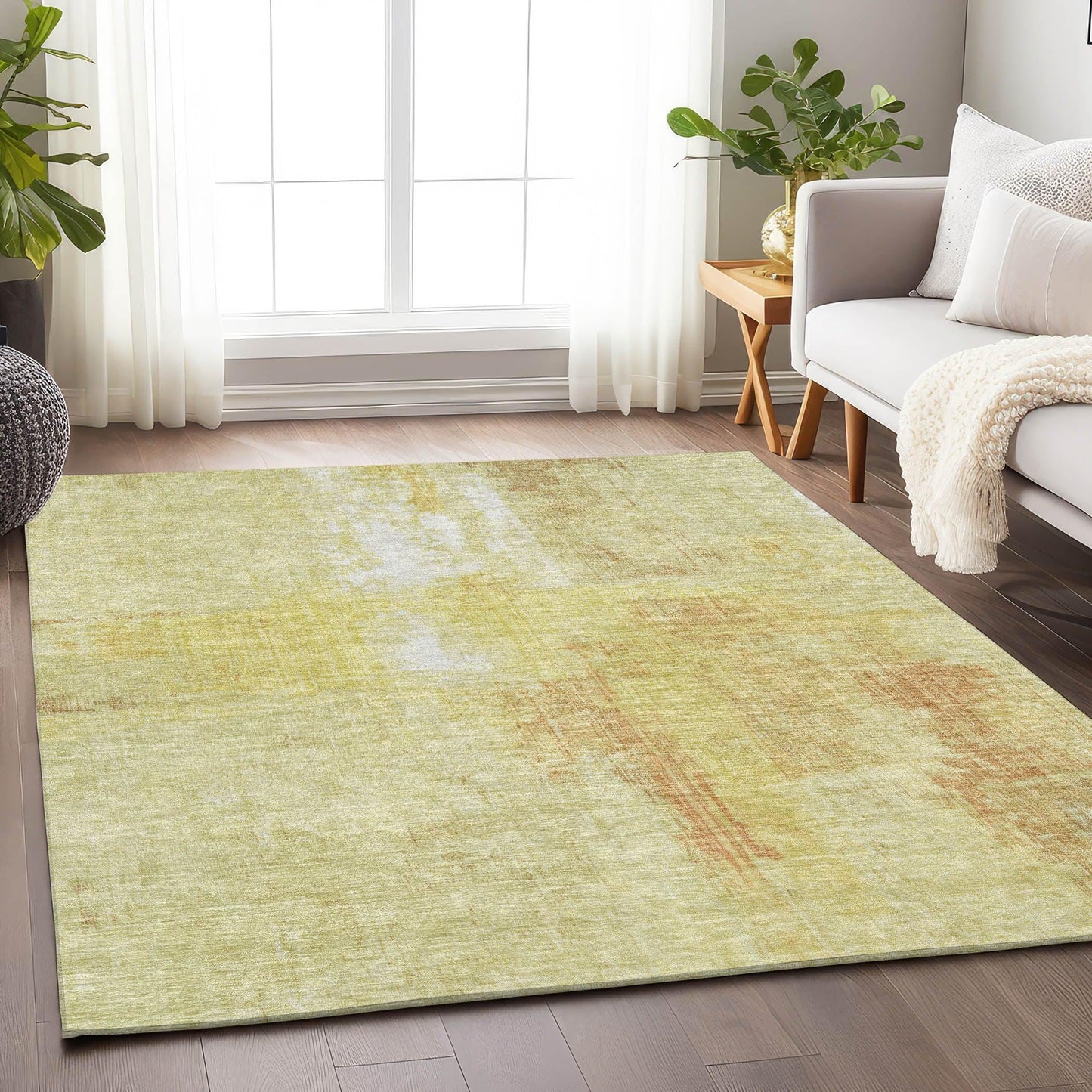 Jaelor Gold Washable Indoor-Outdoor Rug