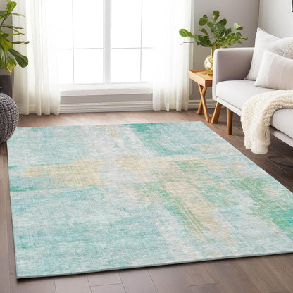 Jaelor Teal Washable Indoor-Outdoor Rug