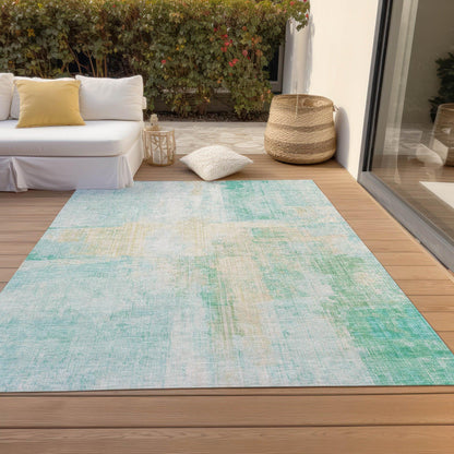 Jaelor Teal Washable Indoor-Outdoor Rug