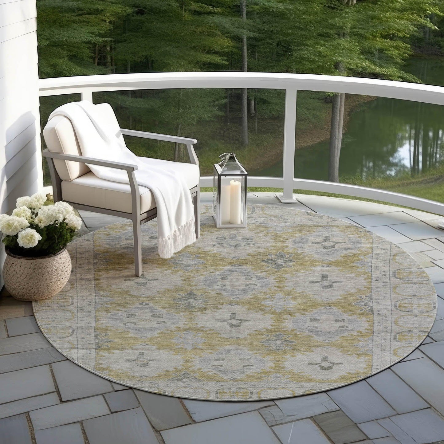 Jaelora Gold Washable Indoor-Outdoor Rug