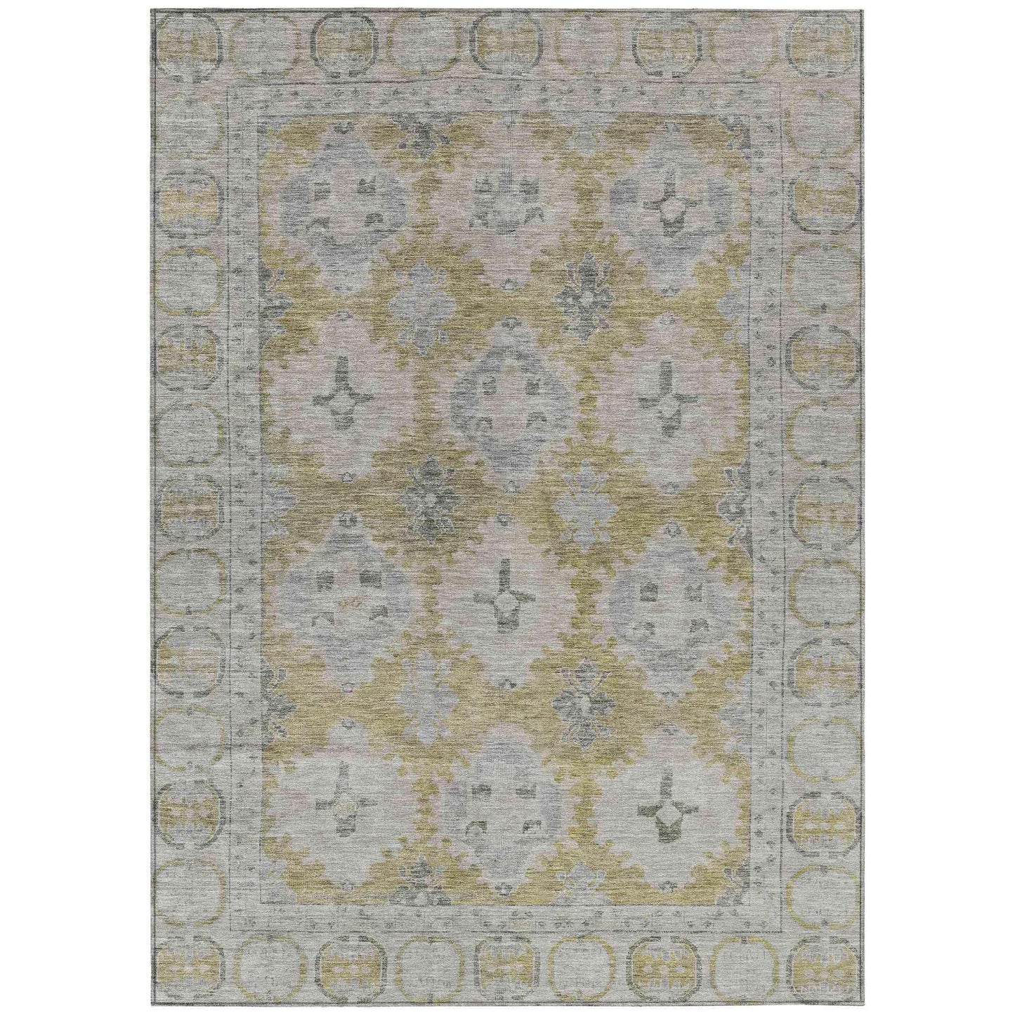 Jaelora Gold Washable Indoor-Outdoor Rug