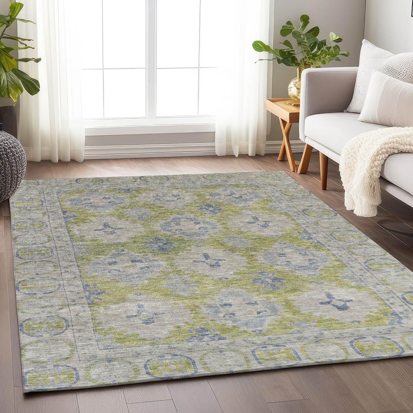 Jaelora Green Washable Indoor-Outdoor Rug
