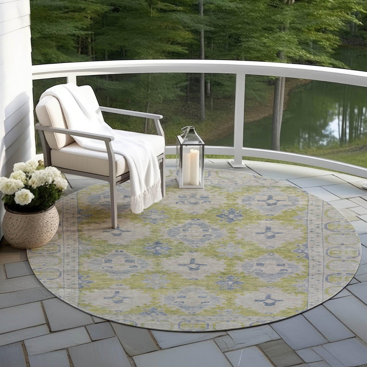 Jaelora Green Washable Indoor-Outdoor Rug