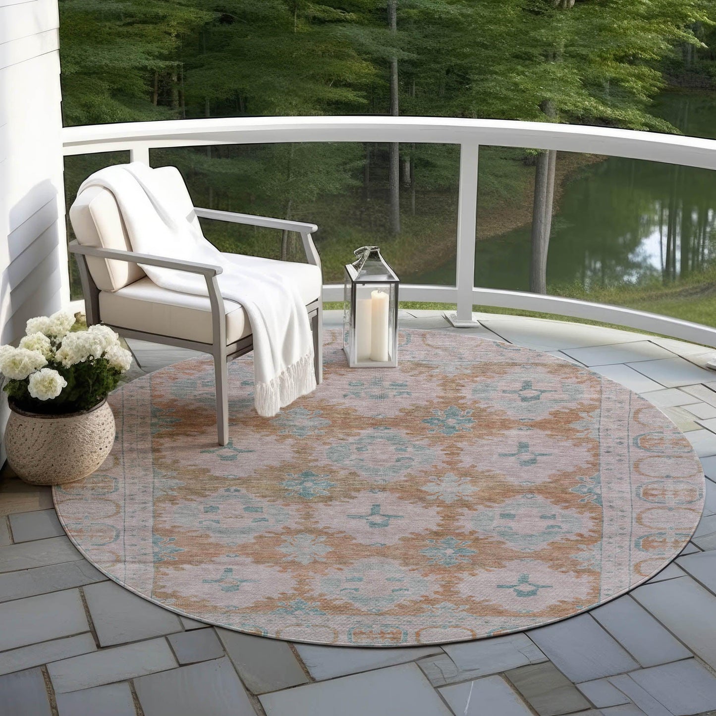 Jaelora Orange Washable Indoor-Outdoor Rug