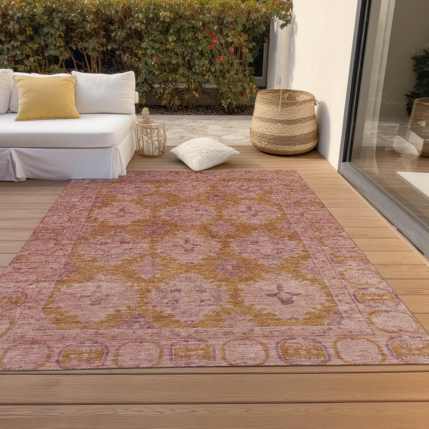 Jaelora Pink Washable Indoor-Outdoor Rug