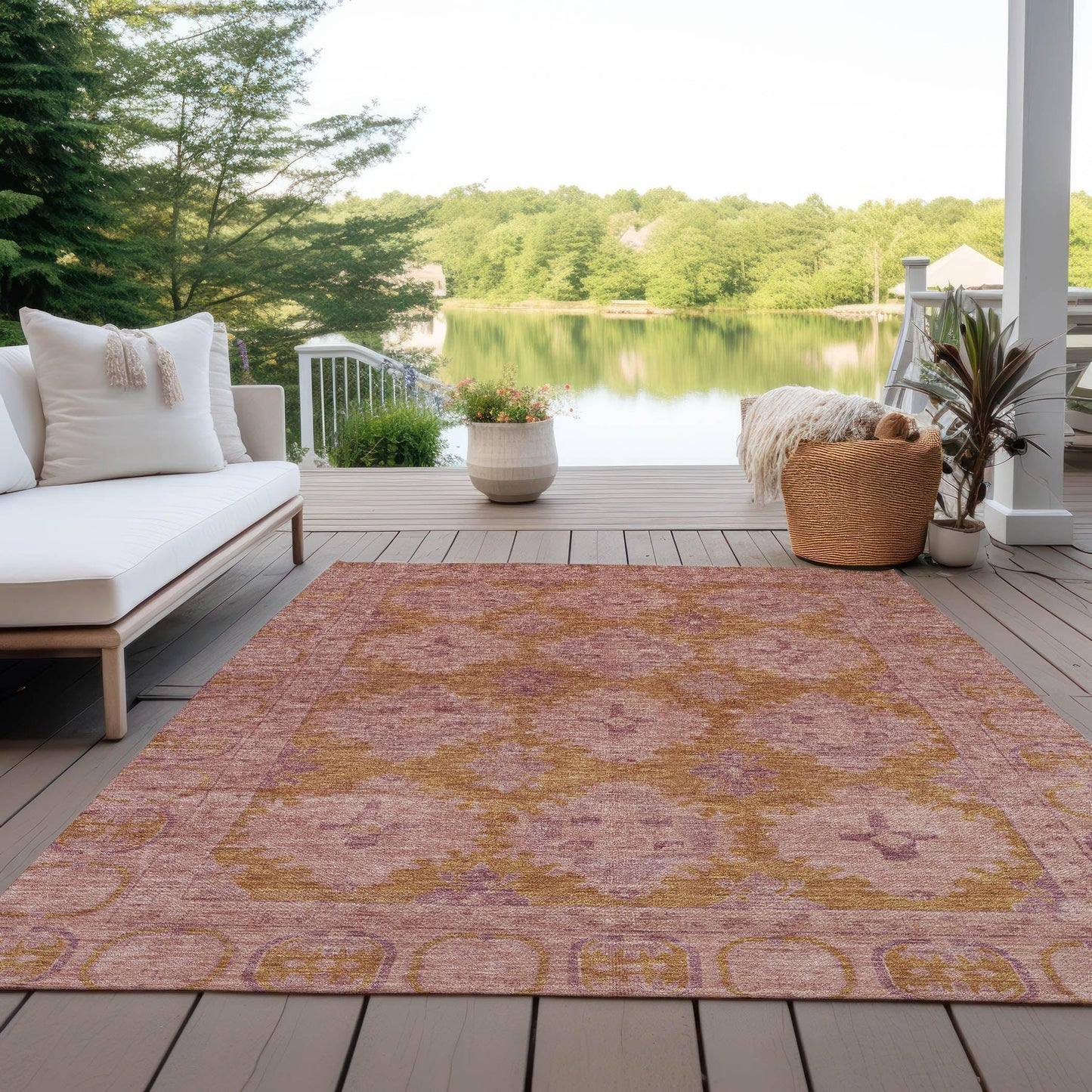 Jaelora Pink Washable Indoor-Outdoor Rug
