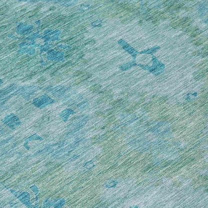 Jaelora Teal Washable Indoor-Outdoor Rug