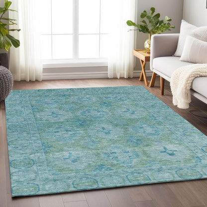 Jaelora Teal Washable Indoor-Outdoor Rug