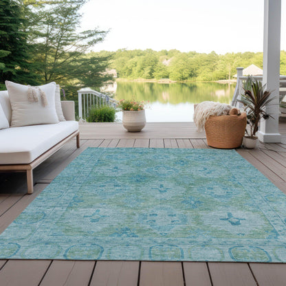 Jaelora Teal Washable Indoor-Outdoor Rug