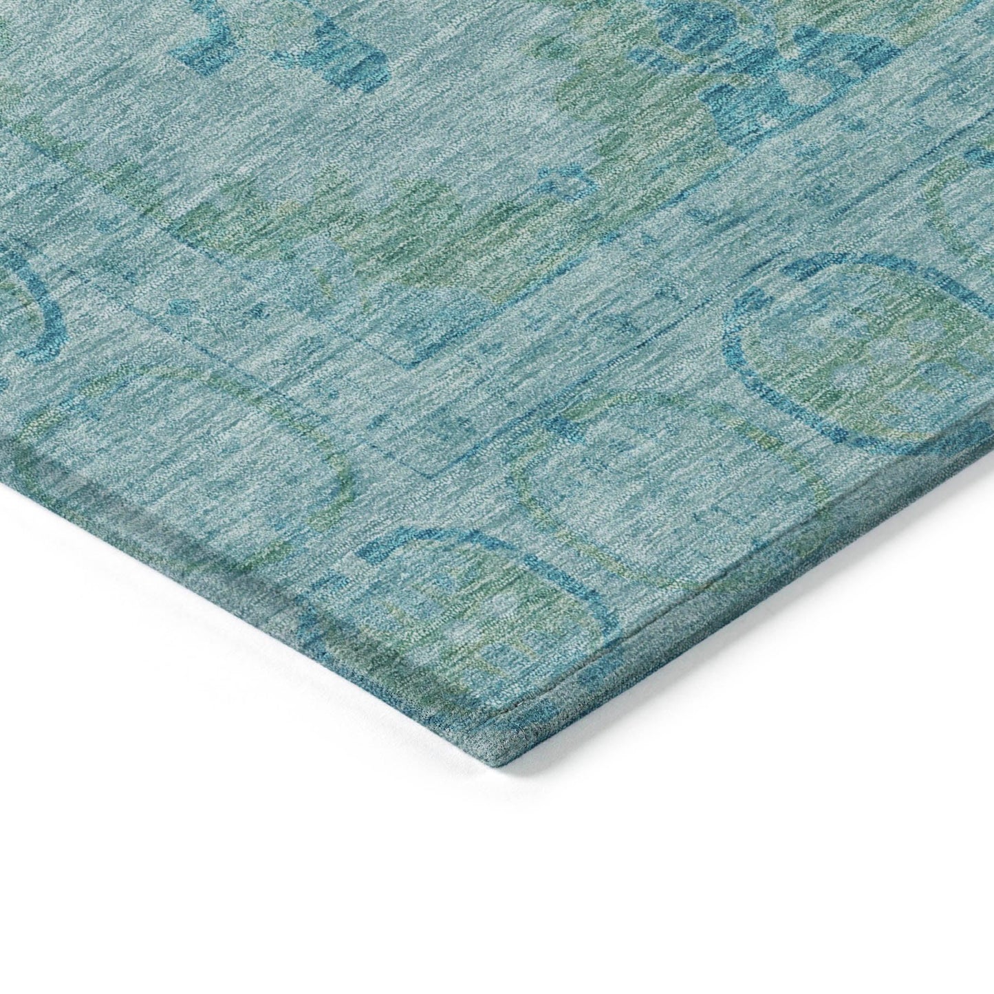 Jaelora Teal Washable Indoor-Outdoor Rug