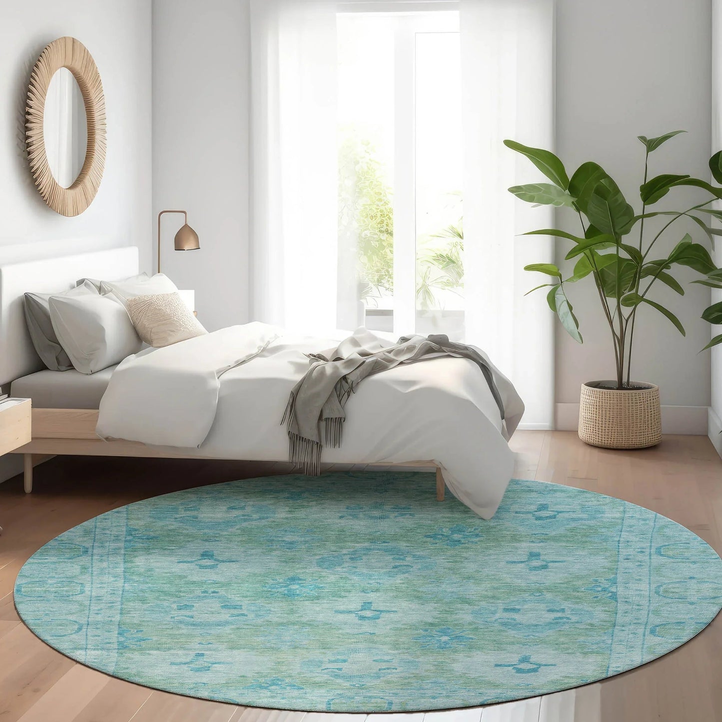 Jaelora Teal Washable Indoor-Outdoor Rug