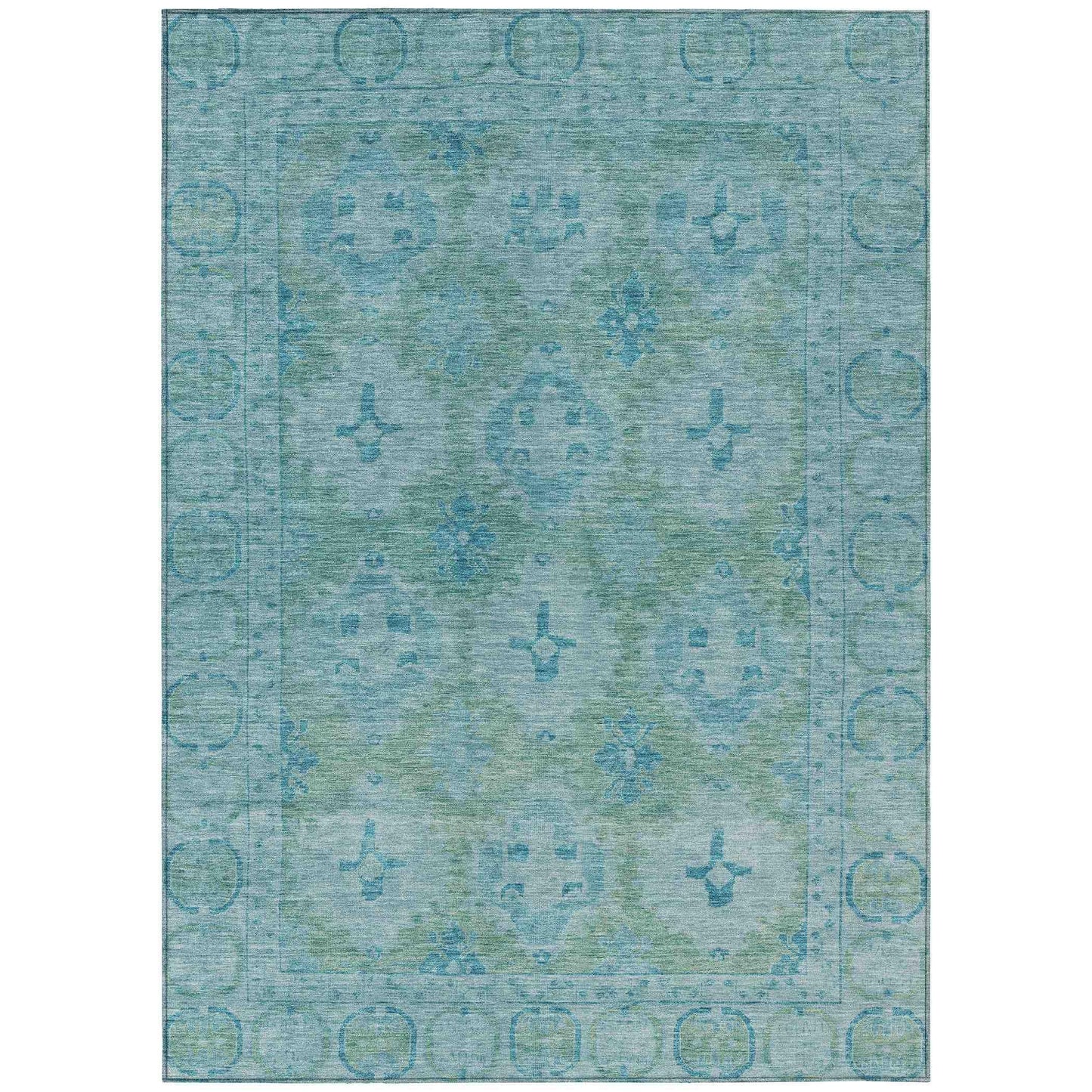 Jaelora Teal Washable Indoor-Outdoor Rug