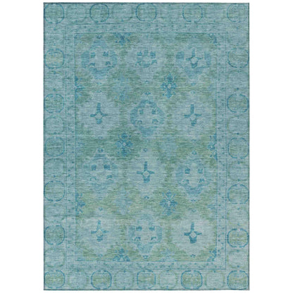 Jaelora Teal Washable Indoor-Outdoor Rug