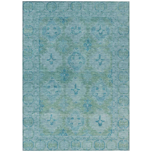 Jaelora Teal Washable Indoor-Outdoor Rug