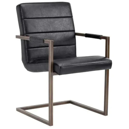 Jafar Leather Dining Armchair 2PC - LOOMLAN - SUNPAN - Dining Chairs