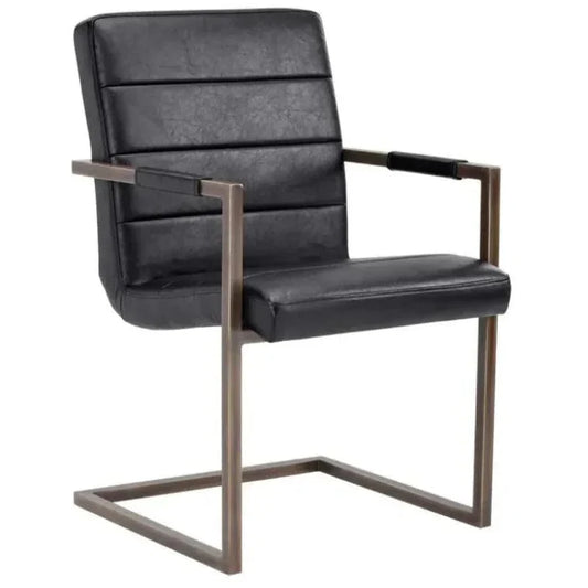 Jafar Leather Dining Armchair 2PC - LOOMLAN - SUNPAN - Dining Chairs