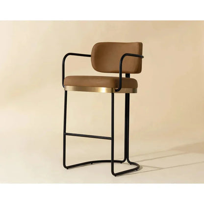 Jalen Leather Barstool - LOOMLAN - SUNPAN - Bar Stools