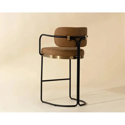Jalen Leather Barstool - LOOMLAN - SUNPAN - Bar Stools