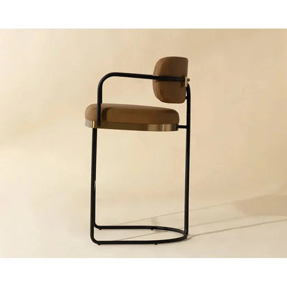 Jalen Leather Barstool - LOOMLAN - SUNPAN - Bar Stools