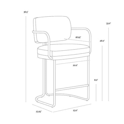 Jalen Leather Counter Stool - LOOMLAN - SUNPAN - Counter Stools