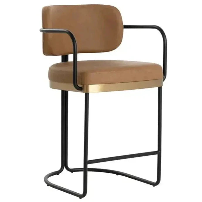 Jalen Leather Counter Stool - LOOMLAN - SUNPAN - Counter Stools