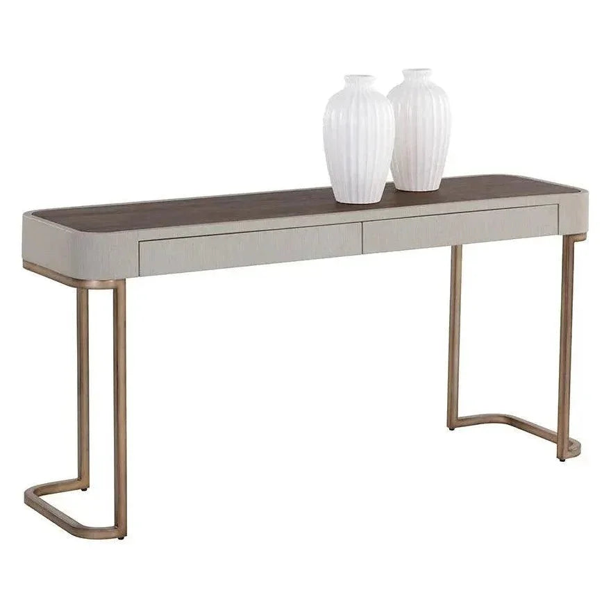 Jamille Console Table Faux Leather & Steel Base - LOOMLAN - SUNPAN - Console Tables
