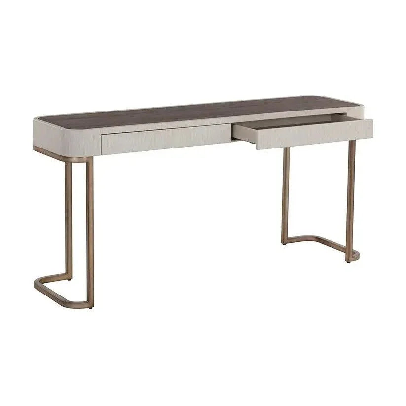 Jamille Console Table Faux Leather & Steel Base - LOOMLAN - SUNPAN - Console Tables