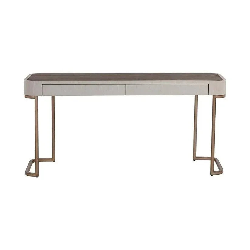 Jamille Console Table Faux Leather & Steel Base - LOOMLAN - SUNPAN - Console Tables