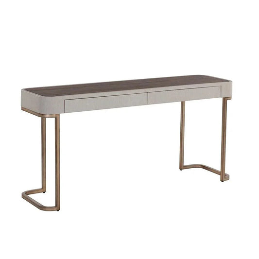 Jamille Console Table Faux Leather & Steel Base - LOOMLAN - SUNPAN - Console Tables