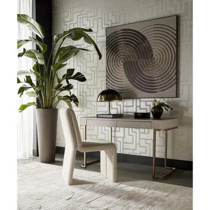 Jamille Desk Soft Closing Drawers & Warm Brass Base-Home Office Desks-SUNPAN-LOOMLAN