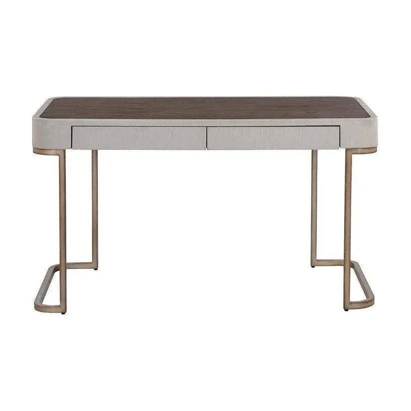Jamille Desk Soft Closing Drawers & Warm Brass Base-Home Office Desks-SUNPAN-LOOMLAN