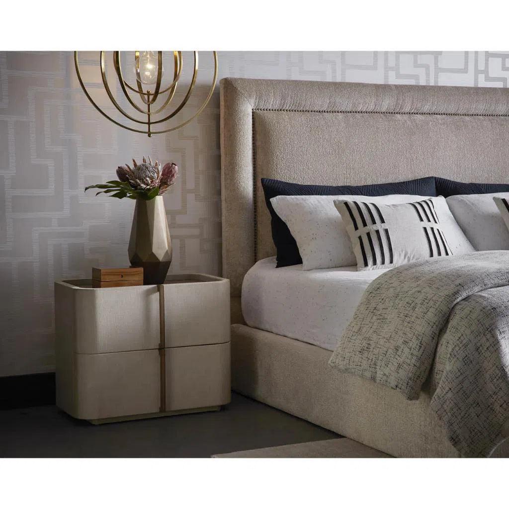 Jamille Leather Wooden Nightstand - LOOMLAN - SUNPAN - Nightstands