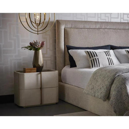 Jamille Leather Wooden Nightstand - LOOMLAN - SUNPAN - Nightstands