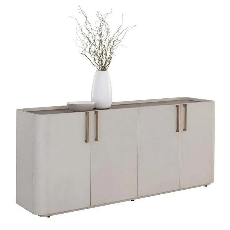 Jamille Sideboard Cream Faux Leather Soft Close Doors - LOOMLAN - SUNPAN - Sideboards