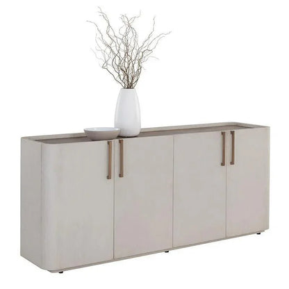 Jamille Sideboard Cream Faux Leather Soft Close Doors - LOOMLAN - SUNPAN - Sideboards