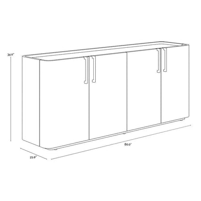 Jamille Sideboard Cream Faux Leather Soft Close Doors - LOOMLAN - SUNPAN - Sideboards