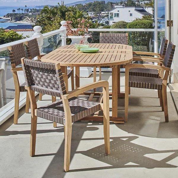 January Extendable Oval Teak Outdoor Dining Table-Outdoor Dining Tables-HiTeak-LOOMLAN