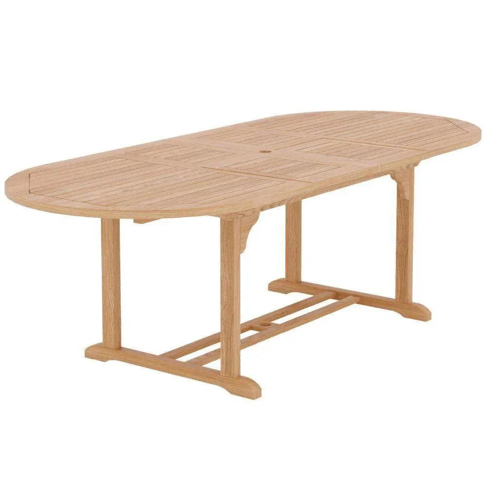 January Extendable Oval Teak Outdoor Dining Table-Outdoor Dining Tables-HiTeak-LOOMLAN