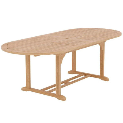 January Extendable Oval Teak Outdoor Dining Table-Outdoor Dining Tables-HiTeak-LOOMLAN