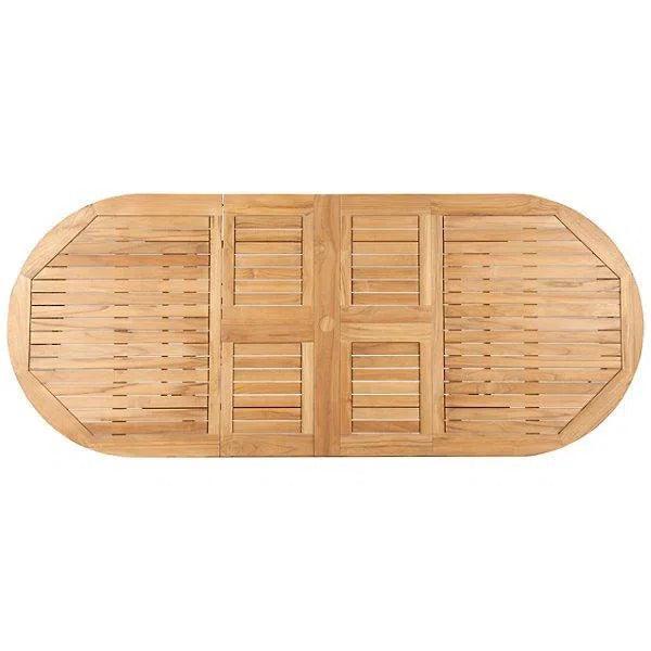 January Extendable Oval Teak Outdoor Dining Table-Outdoor Dining Tables-HiTeak-LOOMLAN