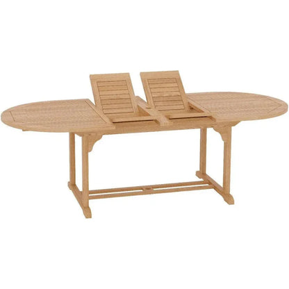 January Extendable Oval Teak Outdoor Dining Table-Outdoor Dining Tables-HiTeak-LOOMLAN