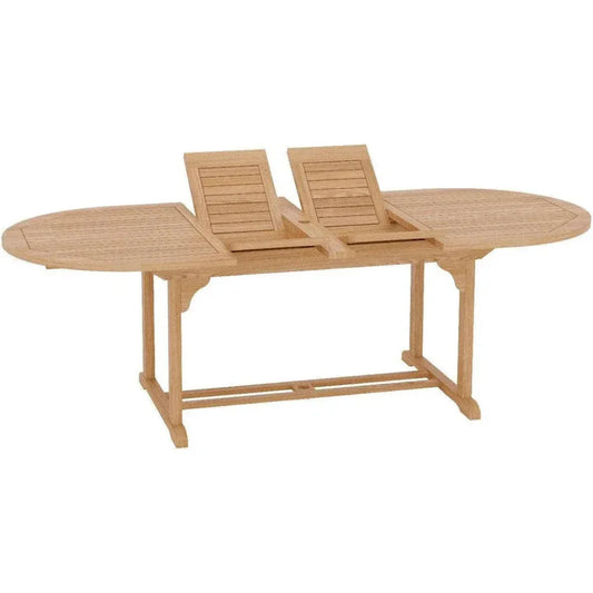 January Extendable Oval Teak Outdoor Dining Table-Outdoor Dining Tables-HiTeak-LOOMLAN