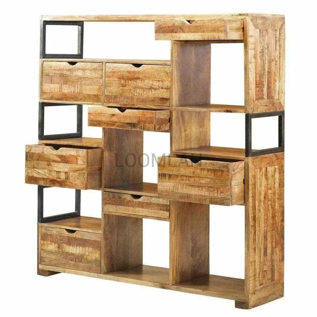 Jarde Eight Drawers Wood Etagere-Etageres-LOOMLAN-LOOMLAN